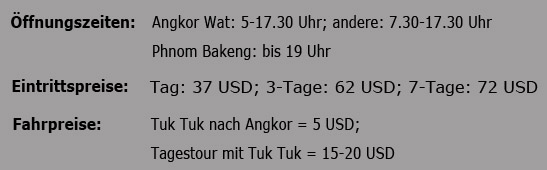Angkor Eintrittspreise