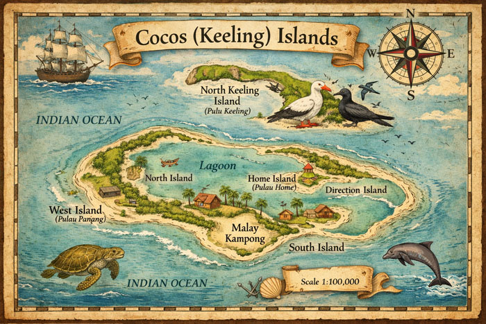Cocos Keeling Islands Karte