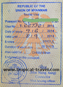 Visumsstempel Myanmar