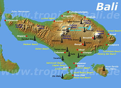 Bali Tempel Karte