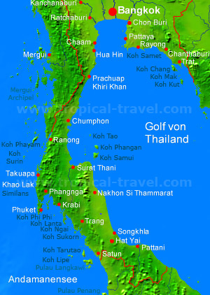 Südthailand Karte