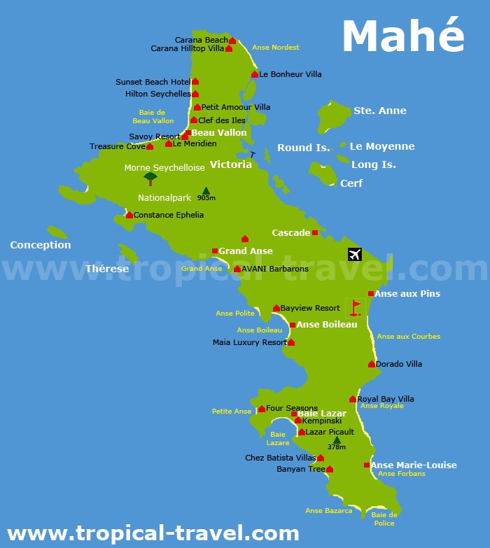 Karte Seychellen Mahe